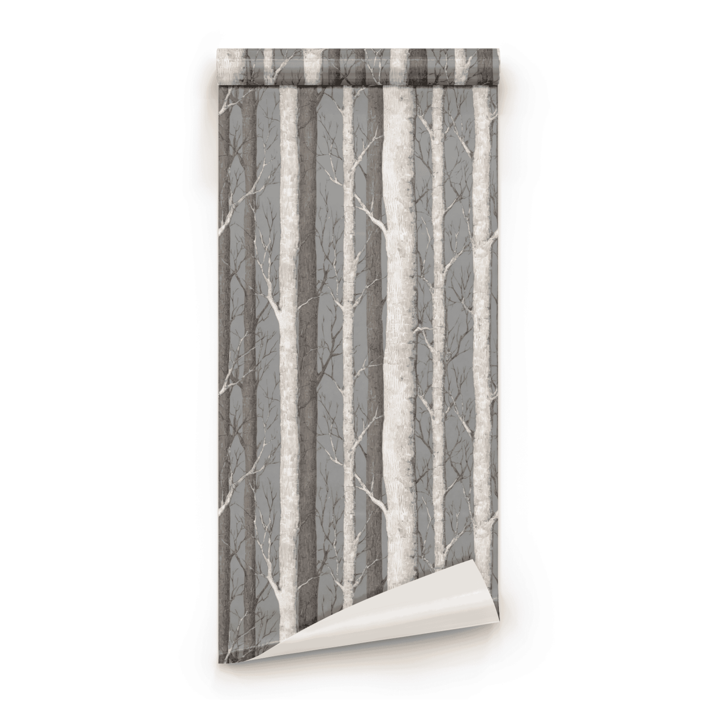 Birch Grove | Grey Tree Pattern Wallpaper | Woodland - Roll Preview