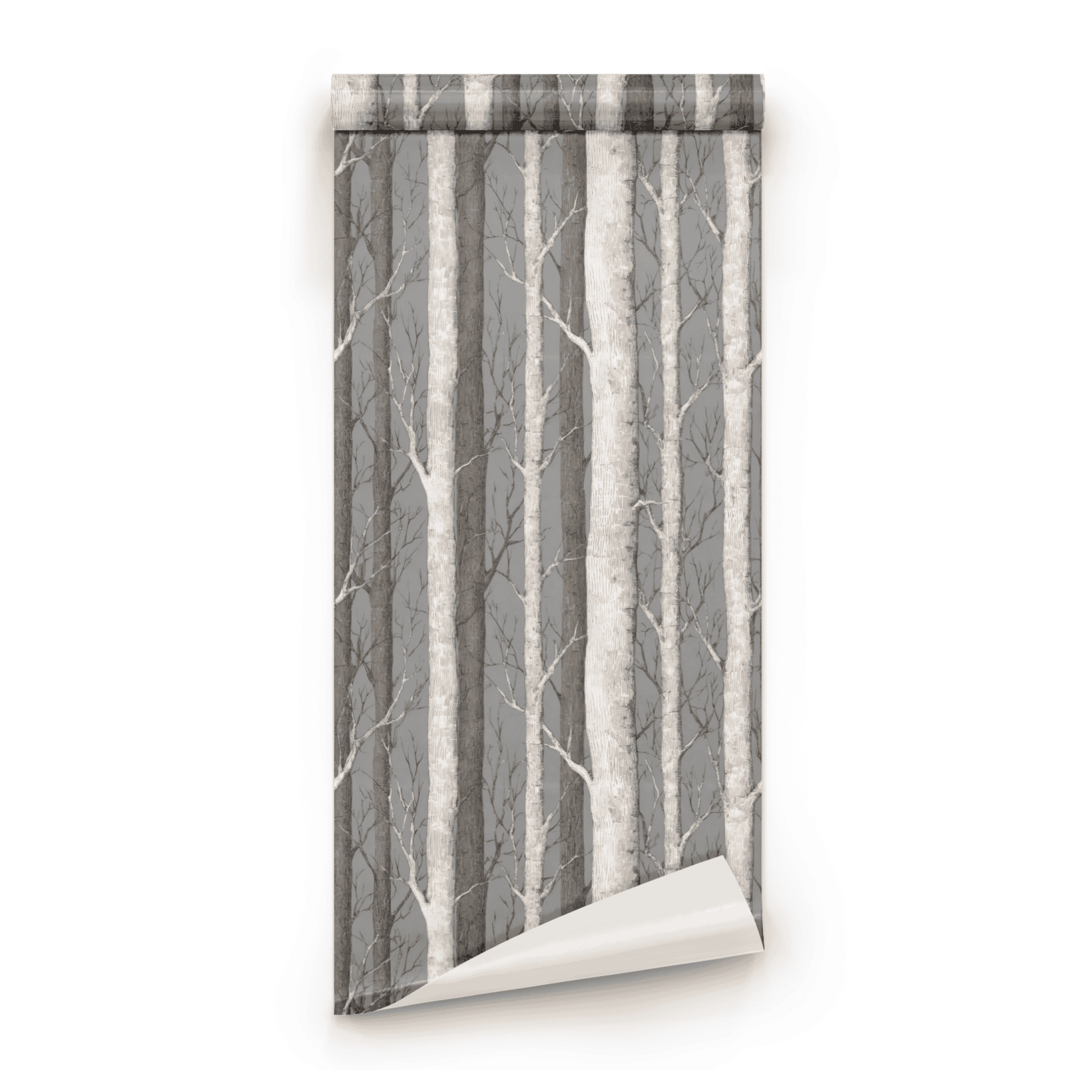 Birch Grove | Grey Tree Pattern Wallpaper | Woodland - Roll Preview