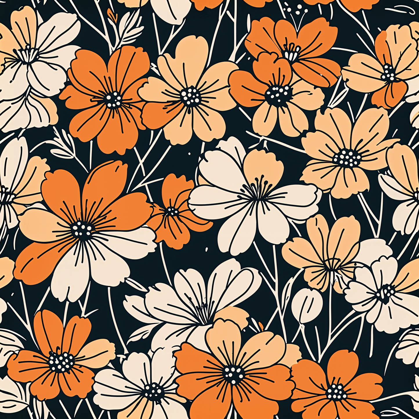 Orange Blossoms Retro Wallpaper