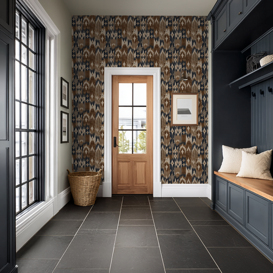 Ikat Earthy Retro Wallpaper