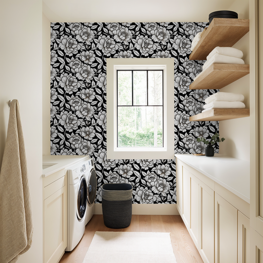 Floral Maroon Retro Wallpaper