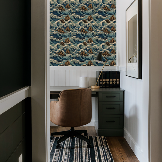 Oceanic Wave Blue Wallpaper