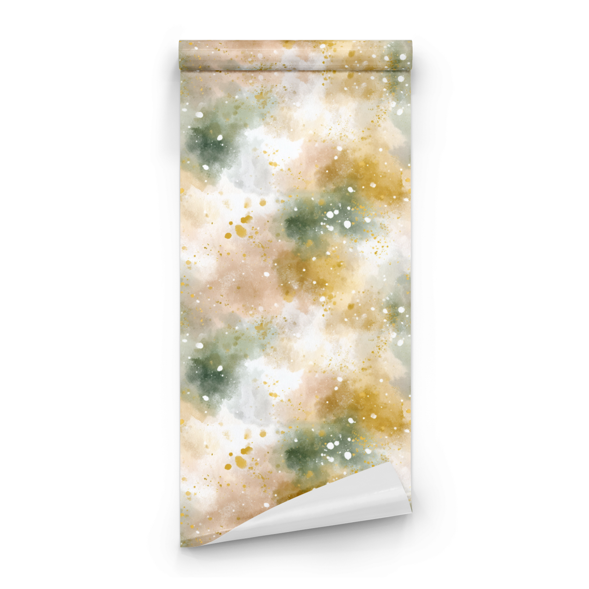 Multicolored Abstract Wallpaper roll close-up showing the abstract ochre watercolor in close tonal detail