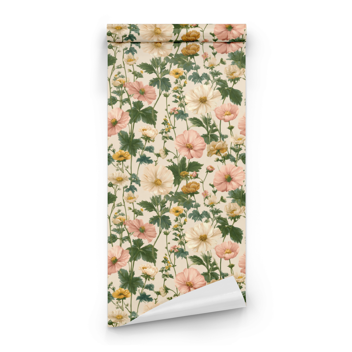 Ethereal Painted | Cream Floral Wallpaper | Cottagecore - Roll Preview