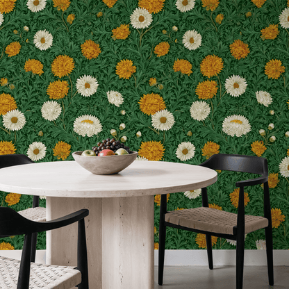 Emerald Marigold Wallpaper