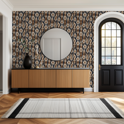 Rustic Ikat Earthtone Wallpaper