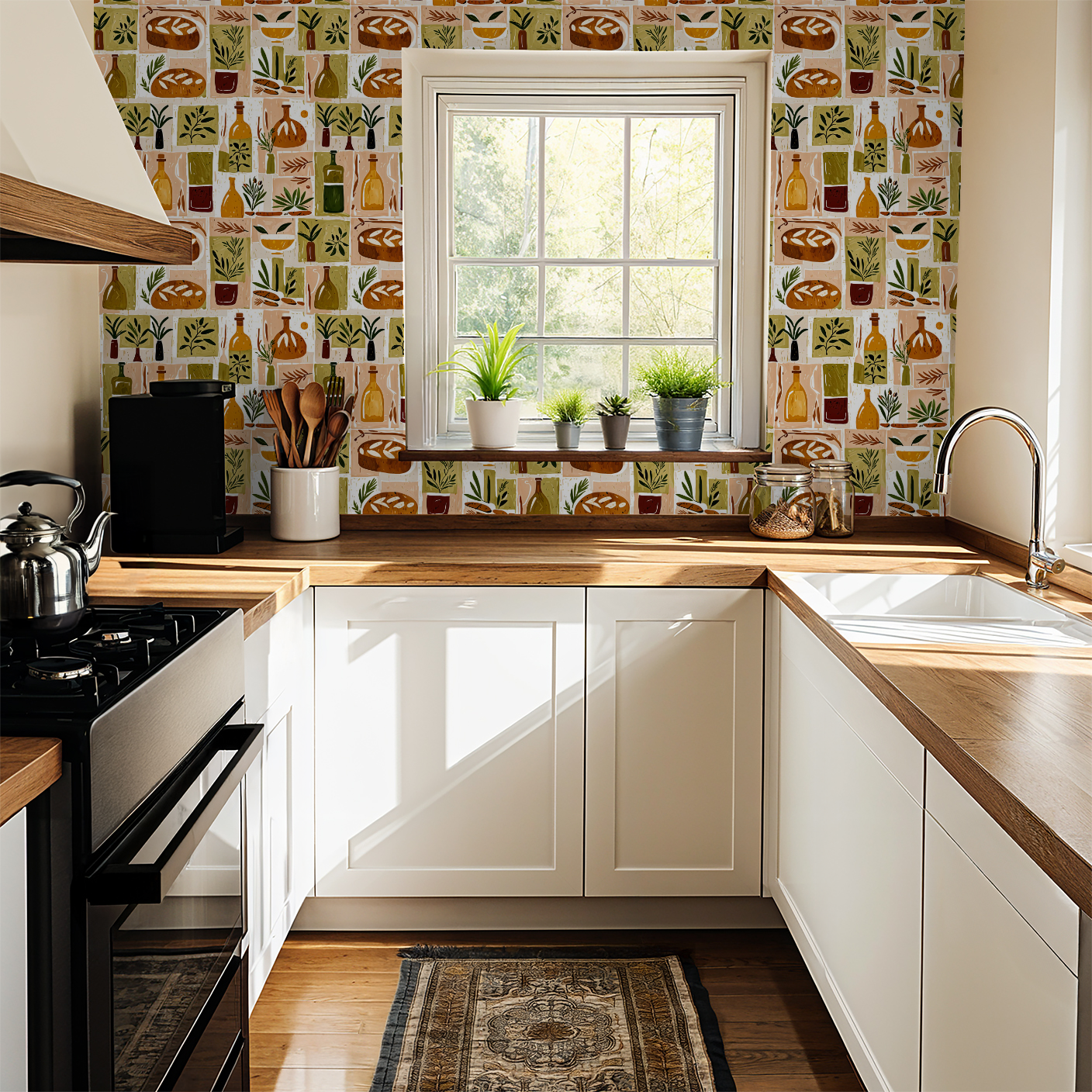 Botanical Rustic Olive Wallpaper