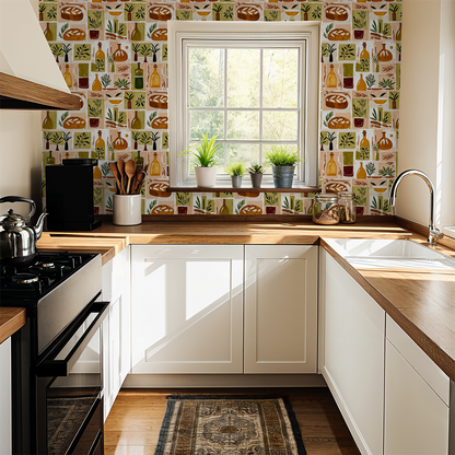 Botanical Rustic Olive Wallpaper