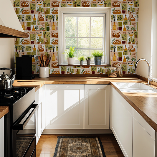 Botanical Rustic Olive Wallpaper