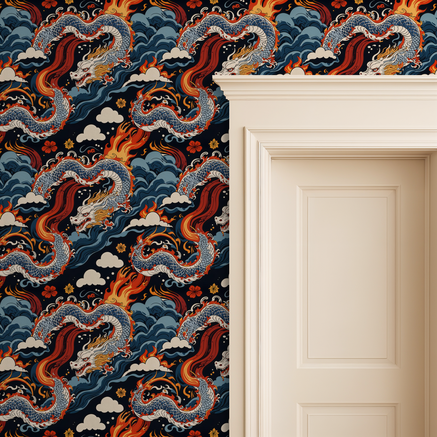 Dragon Flame Retro Wallpaper