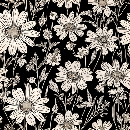 Sepia Floral Noir Wallpaper