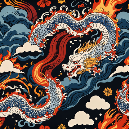Dragon Flame Retro Wallpaper