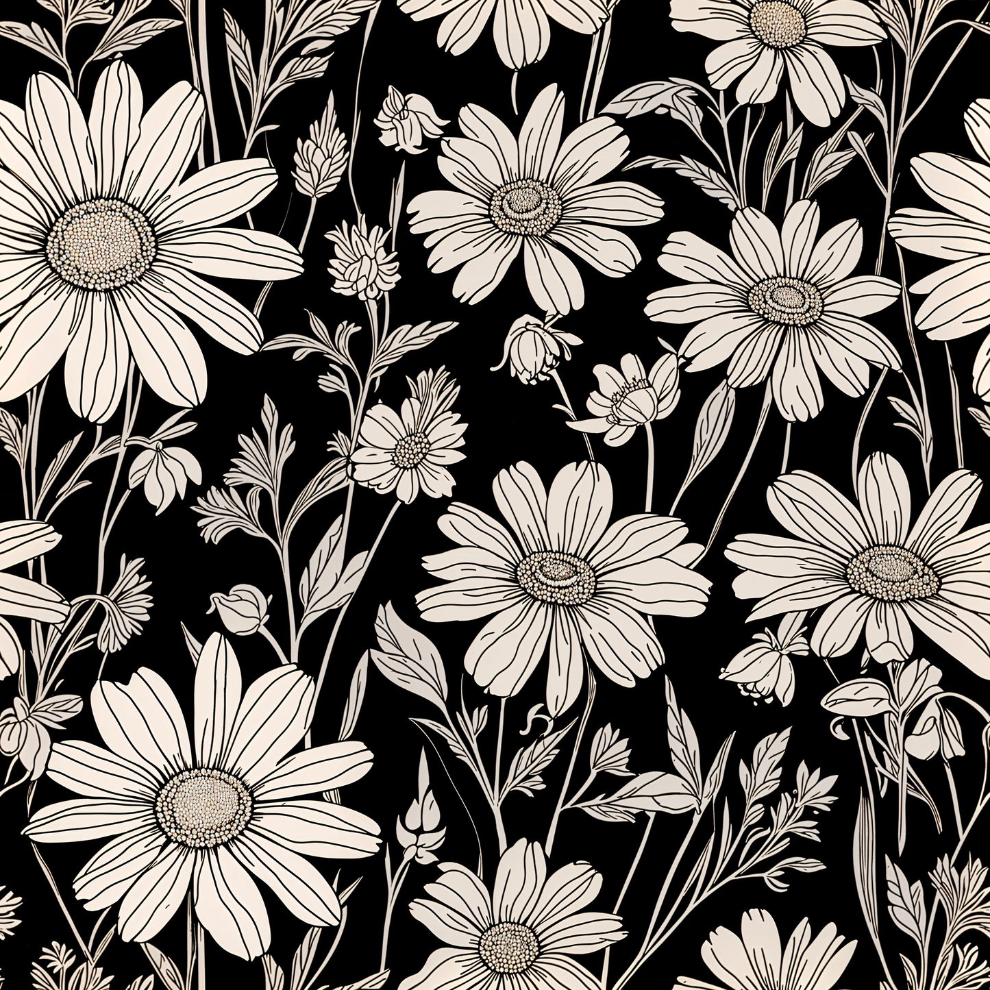 Retro Blossom Noir Wallpaper