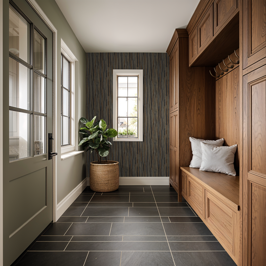 Vertical Taupe Rustic Wallpaper