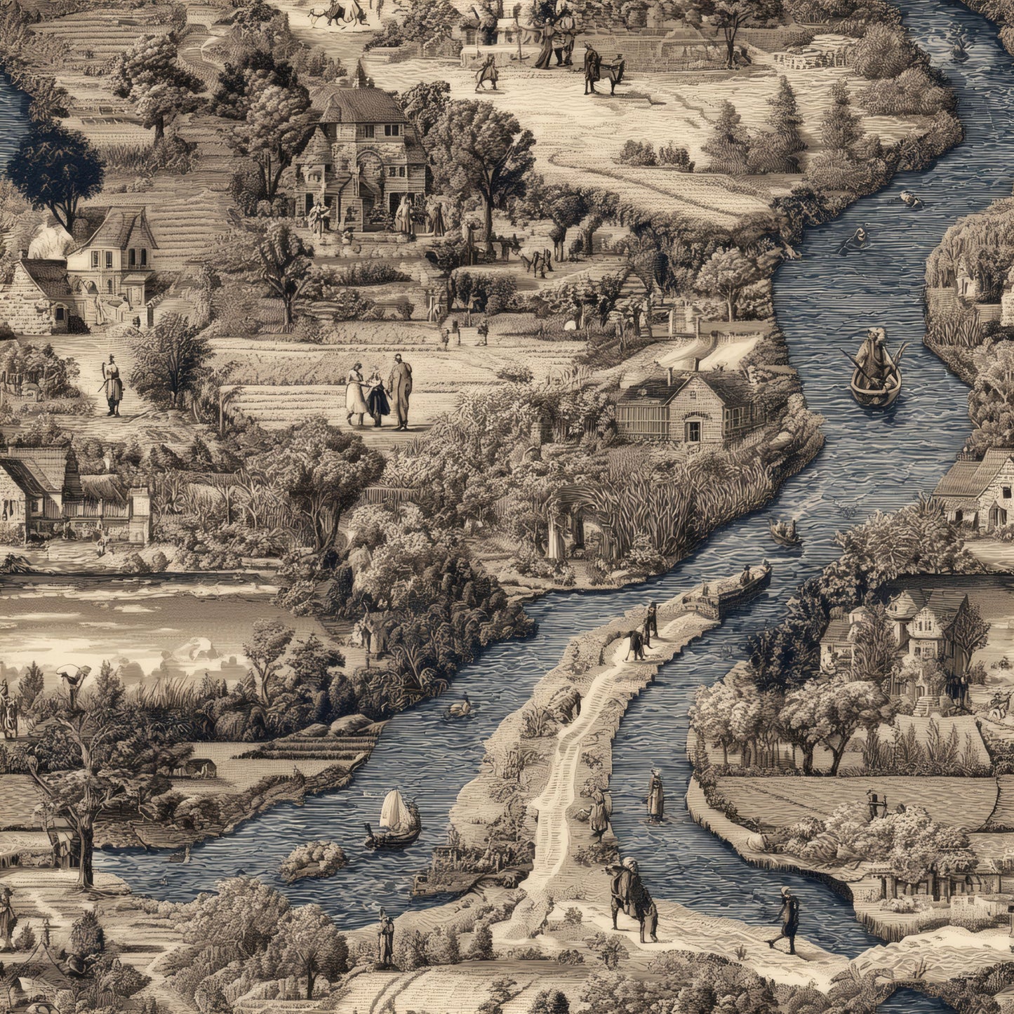 Vintage Toile Wallpaper