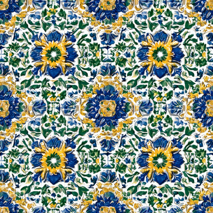 Majolica Floral Wallpaper
