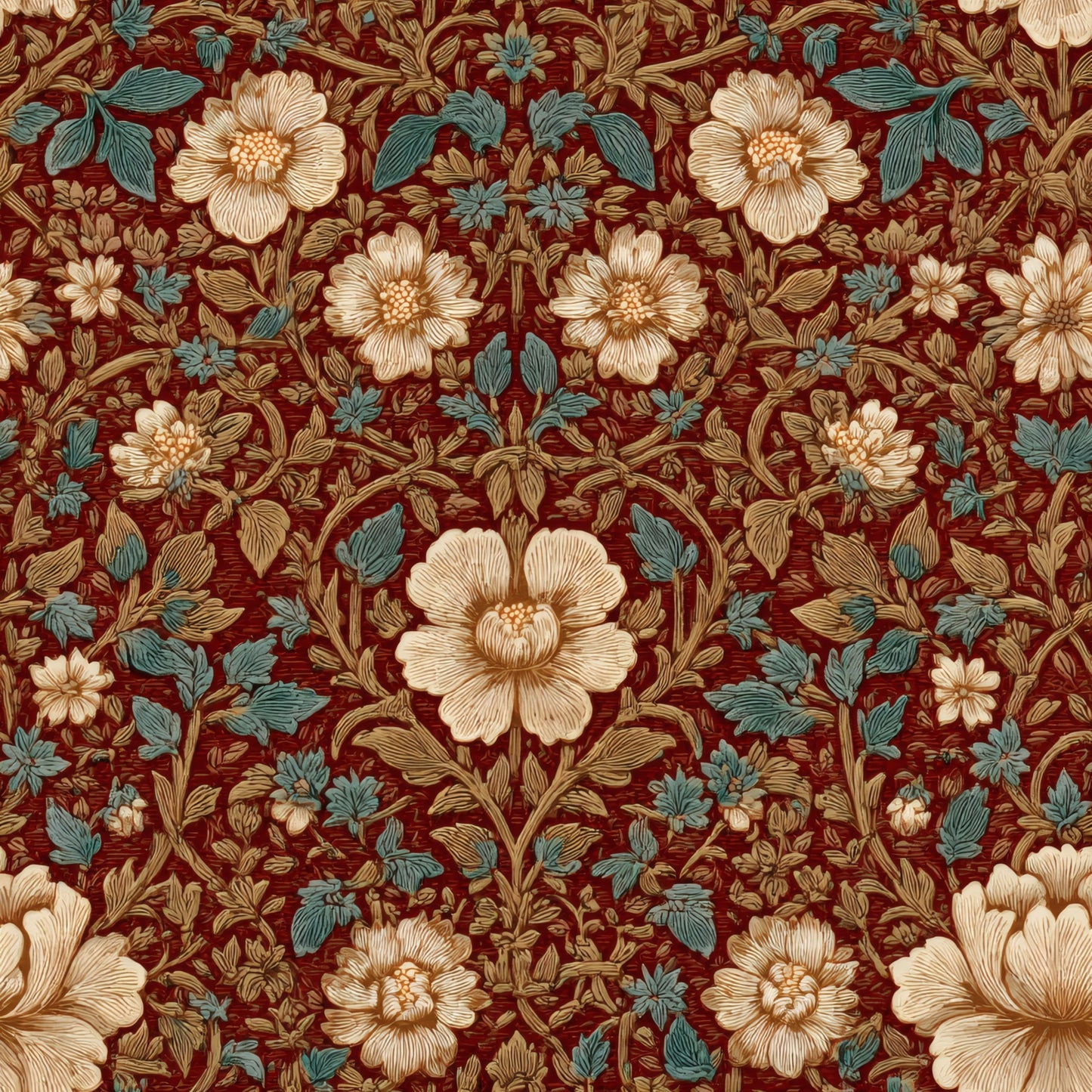 Maroon Flora Wallpaper