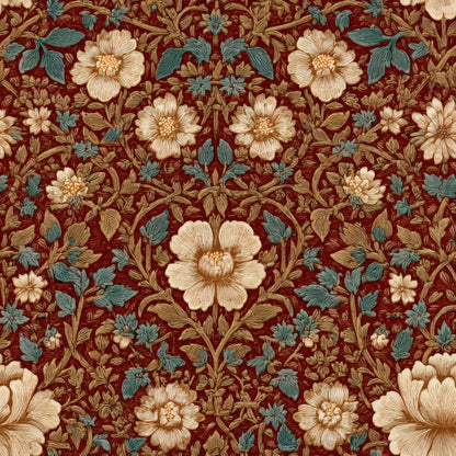 Maroon Flora Wallpaper