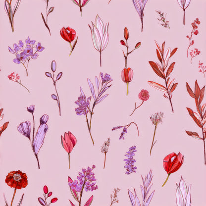 Crimson Grove | Pink Floral Wallpaper | Watercolor - Tile Pattern