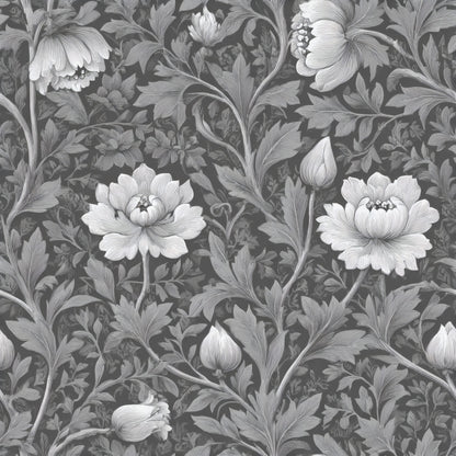 Monochrome Peony Wallpaper
