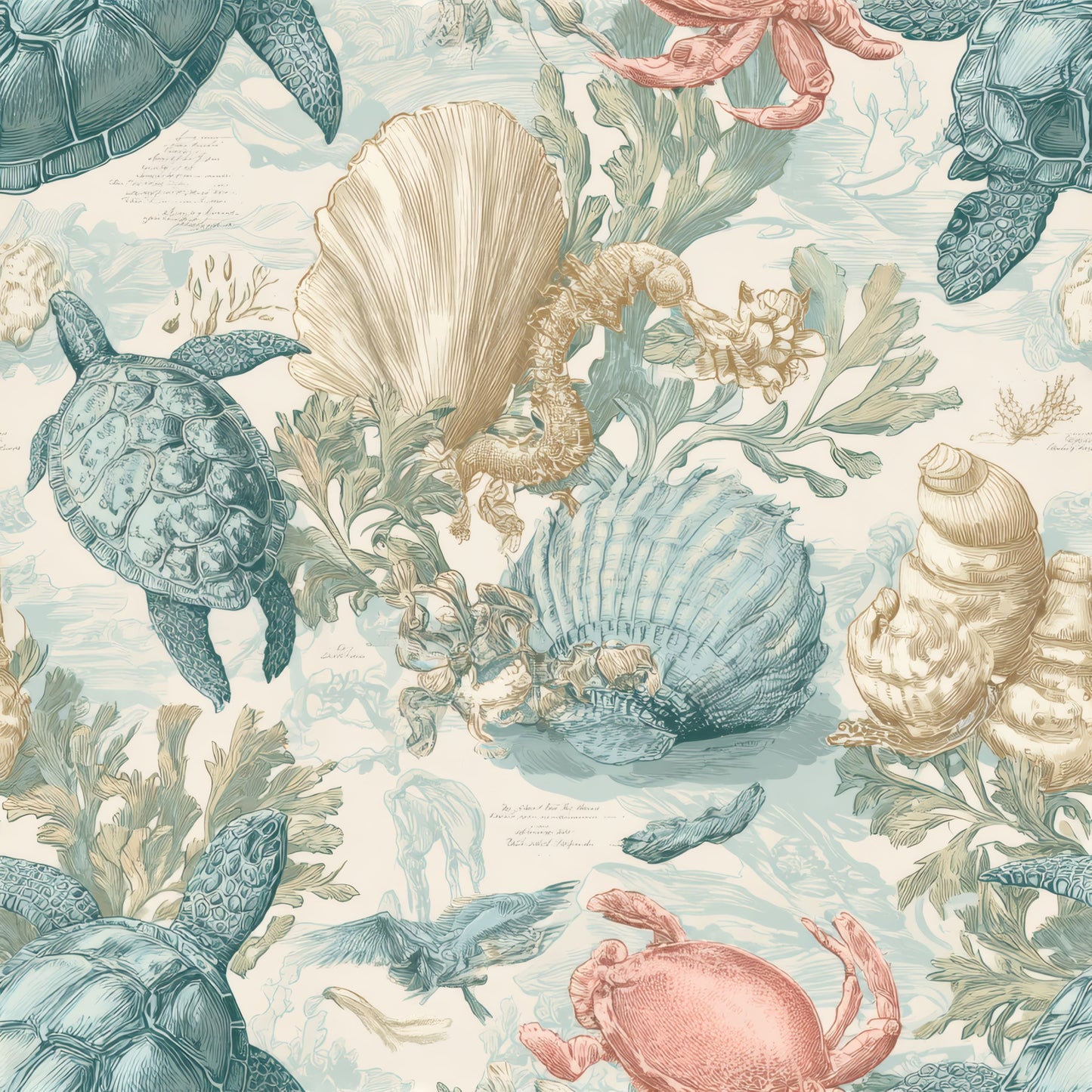 Teal Etching Wallpaper