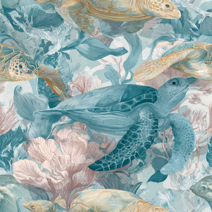 Teal Turtle Wallpaper