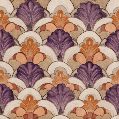 Cream Abstract Wallpaper tile preview with the abstract Deco pattern laid out across panels in cream with geometric structure