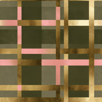 Green Geometric Wallpaper tile preview with the plaid pattern laid out across panels in green metallic handling