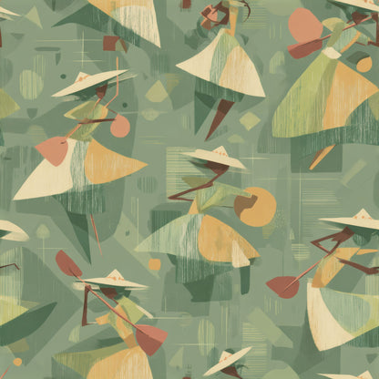 Geometric Paddlers Wallpaper