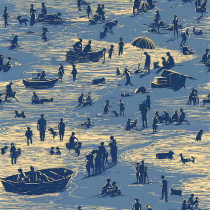 Indigo Lakeside Wallpaper