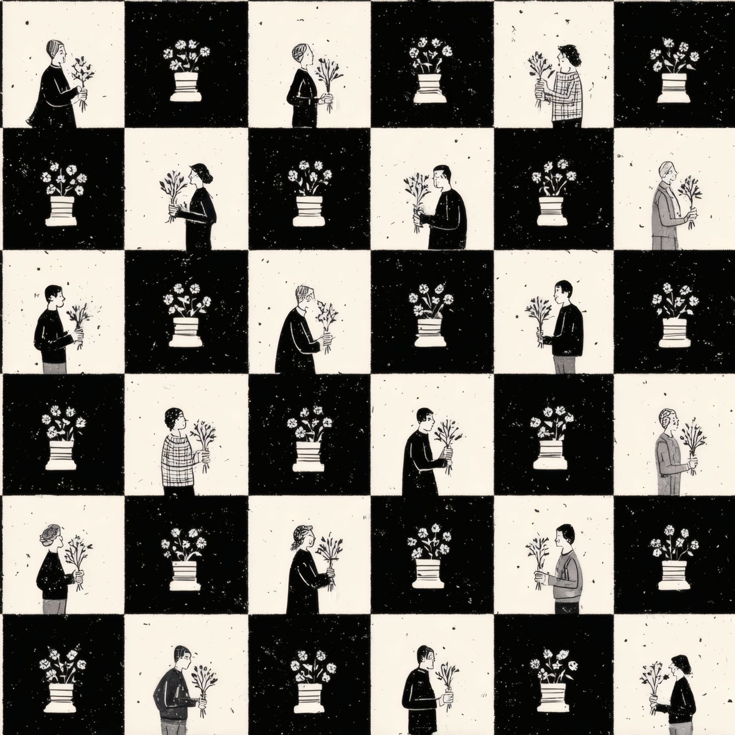 Checkerboard Bouquet Wallpaper