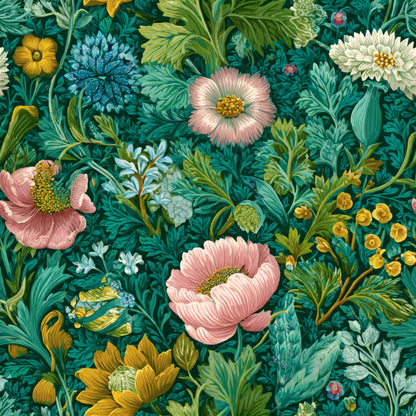 Teal Botanical Wallpaper
