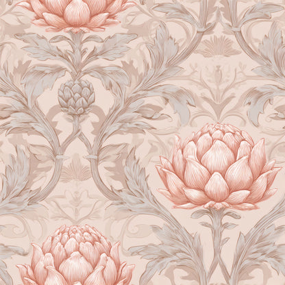 Rosebud Acanthus Wallpaper