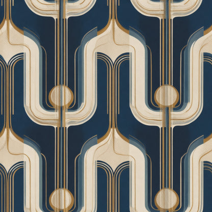 Navy Deco Wallpaper