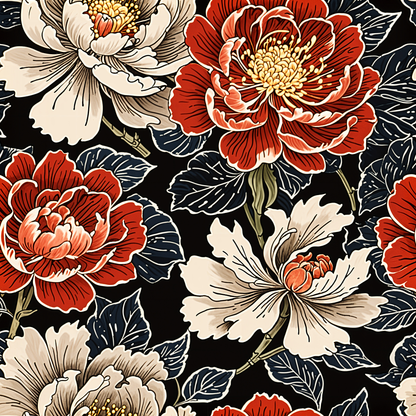 Peony Noir Vintage Wallpaper