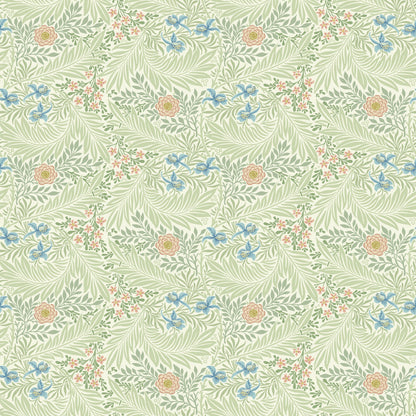 Green Floral Wallpaper tile preview with the larkspur pattern laid out across panels in heritage green Morris handling