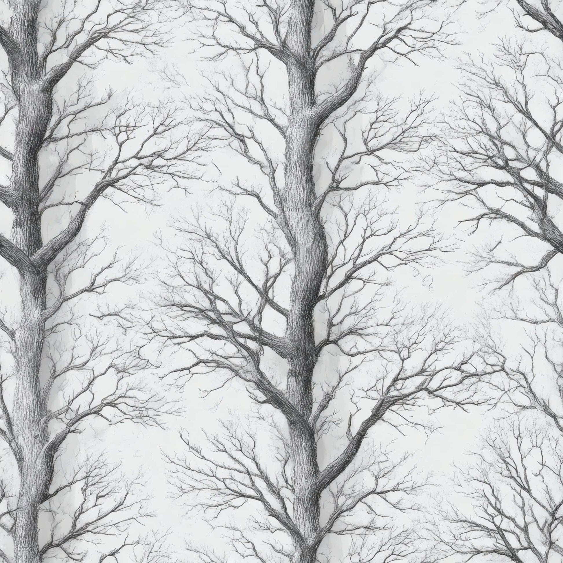 Wallpaper with intricate black and white tree branches on a soft background.