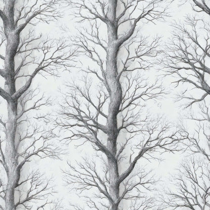 Wallpaper with intricate black and white tree branches on a soft background.