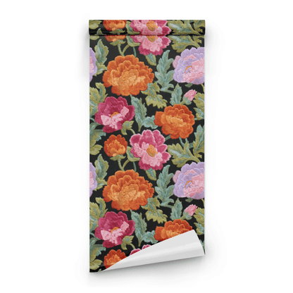 Vibrant Embroidered Wallpaper