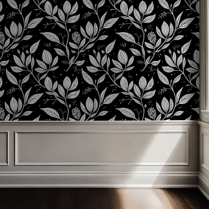 Monochrome Foliage Wallpaper
