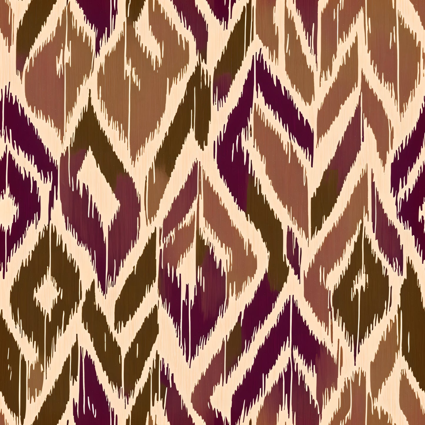 Ikat Burgundy Retro Wallpaper