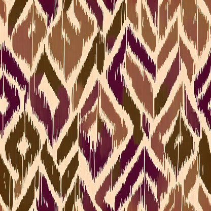 Ikat Burgundy Retro Wallpaper