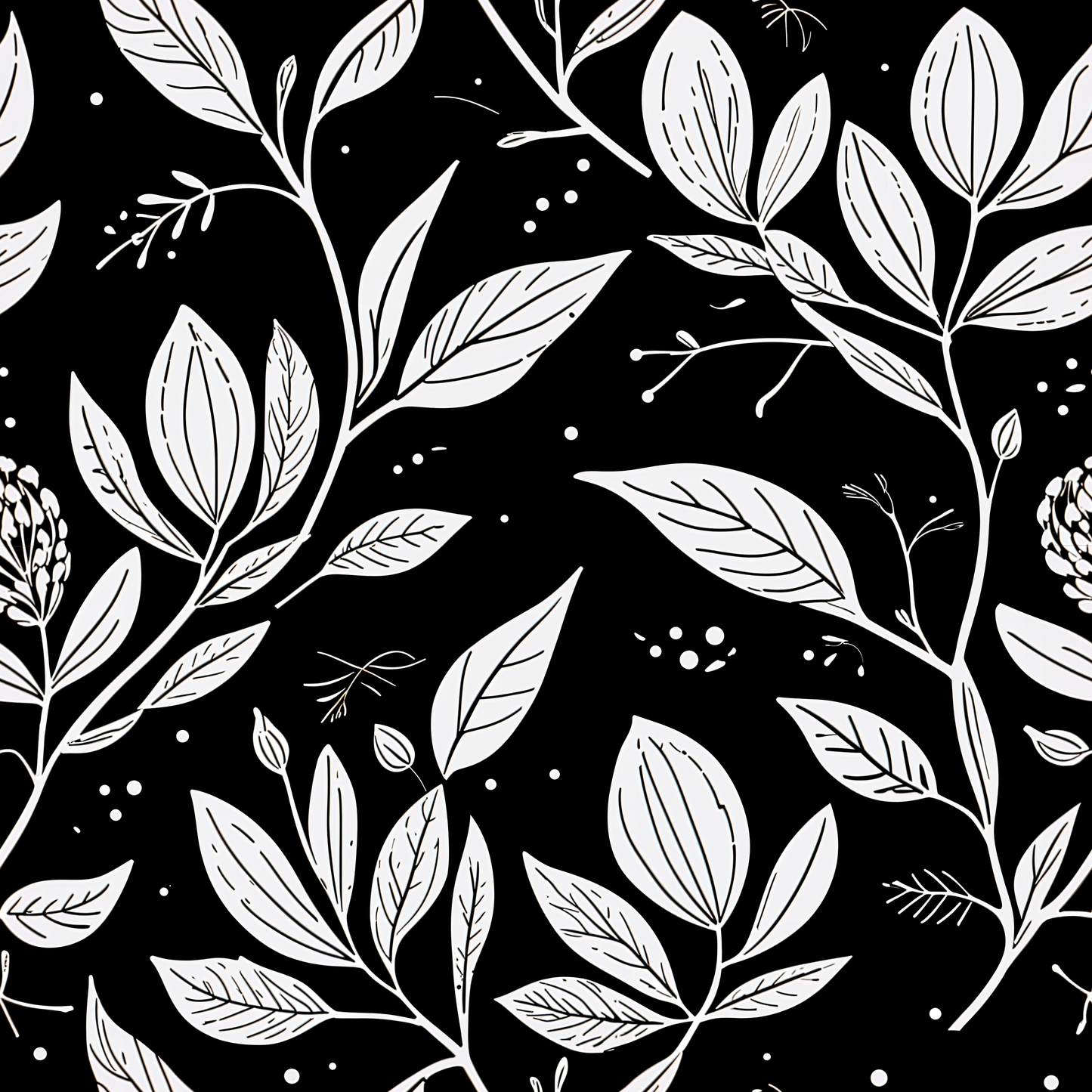 Monochrome Foliage Wallpaper