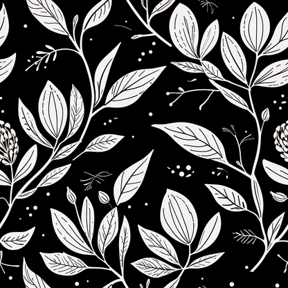 Monochrome Foliage Wallpaper