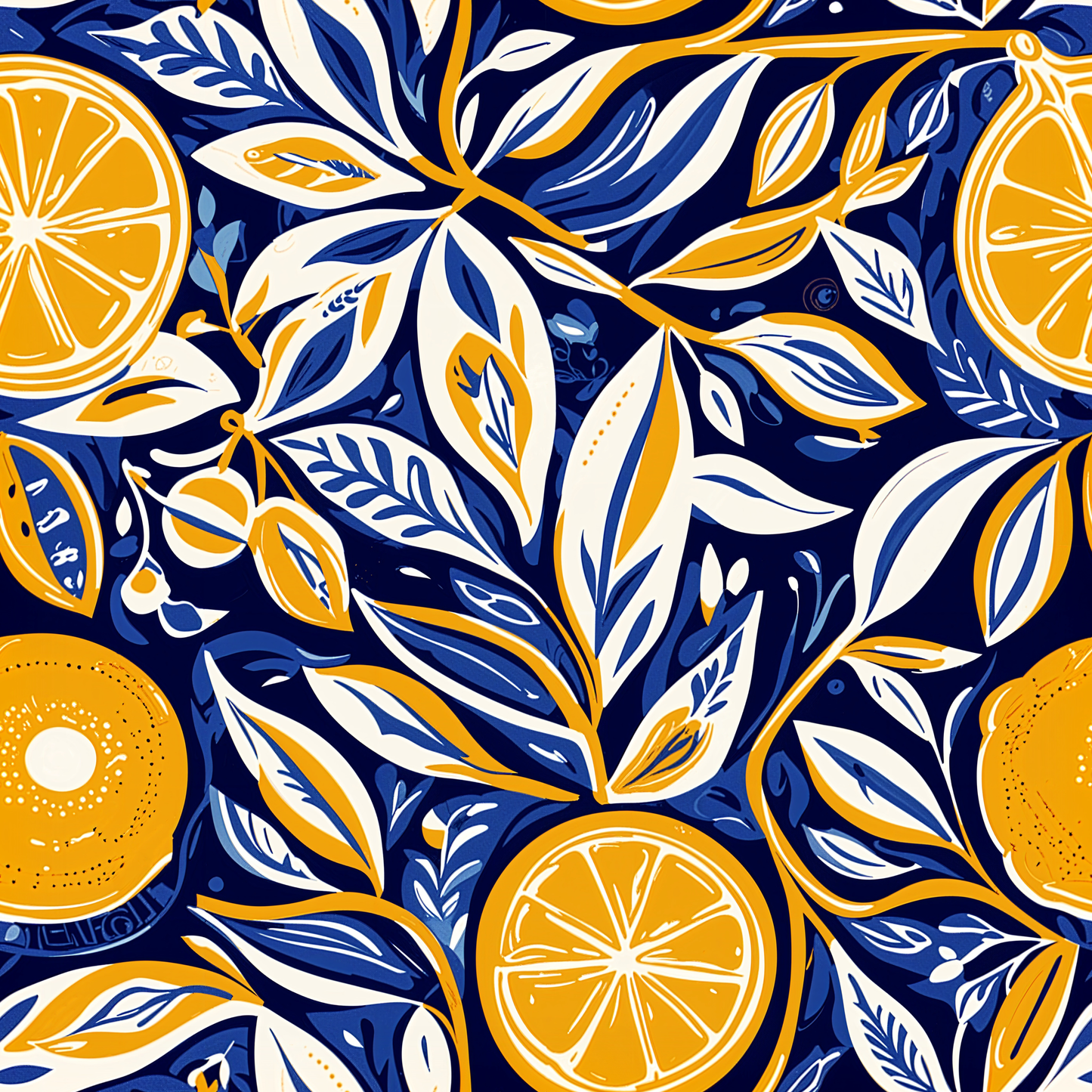Citrus Navy Retro Wallpaper