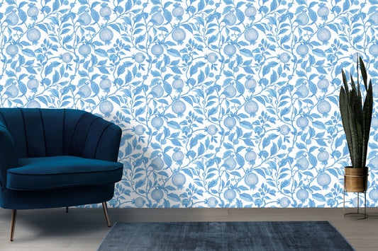 Toile Blue Pomegranate Orchard