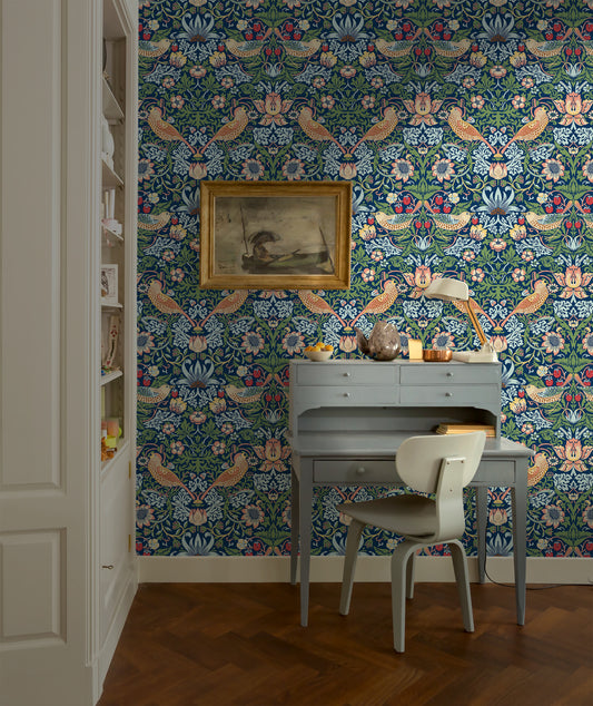 William Morris Strawberry Thief Blue Midnight Meadow