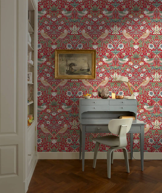 William Morris Strawberry Thief Scarlet Harvest