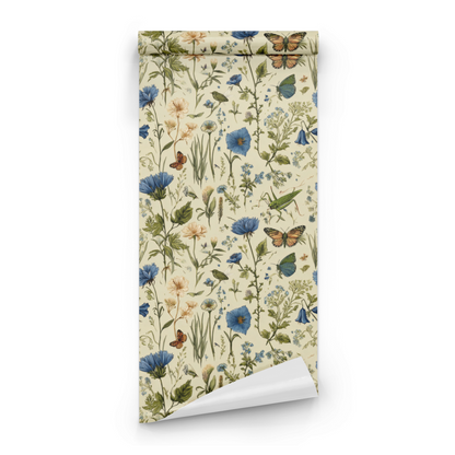 Etched Garden | Cream Floral Wallpaper | Cottagecore - Roll Preview