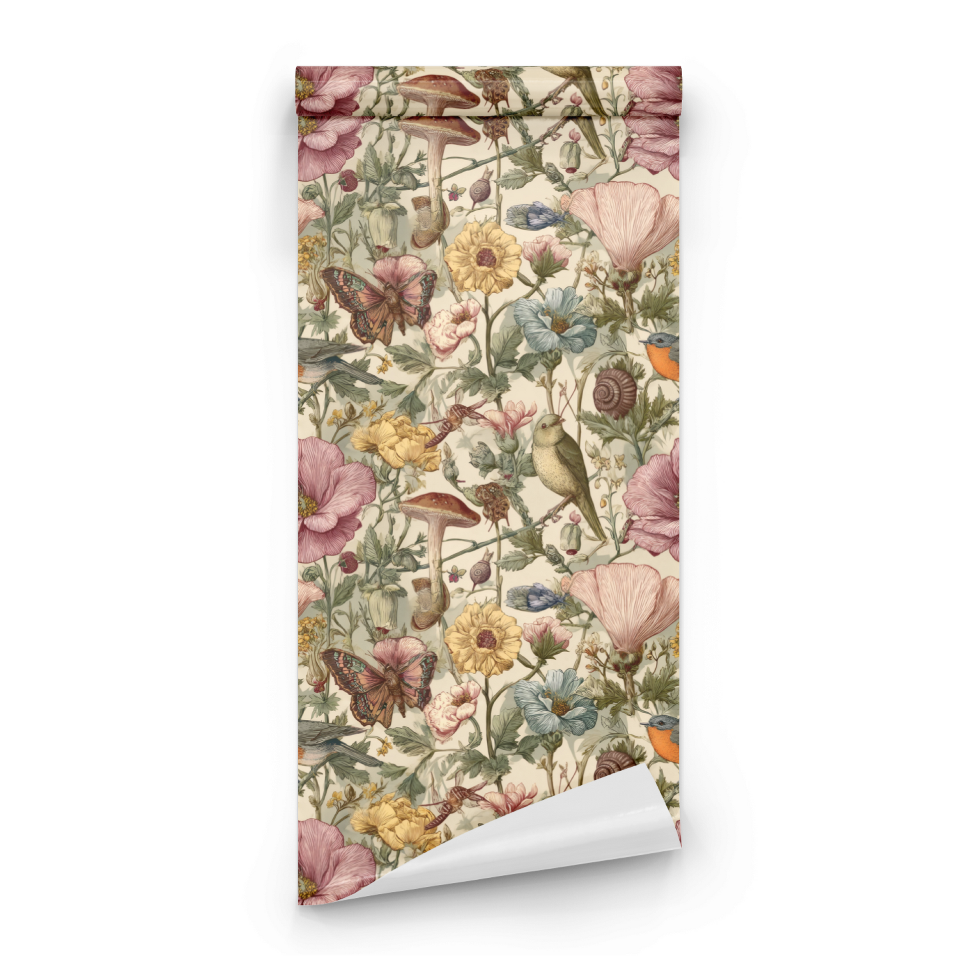 Vintage Aviary | Cream Floral Wallpaper | Woodland - Roll Preview